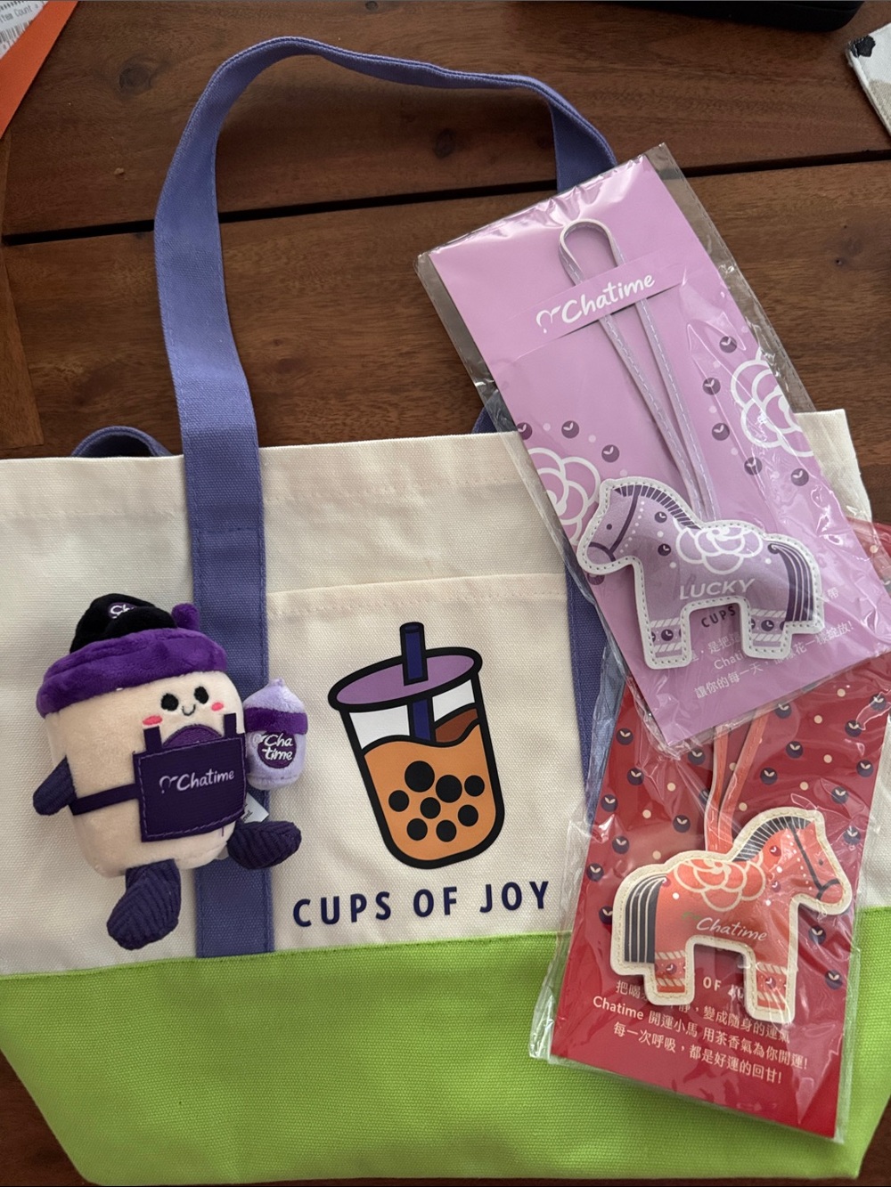 Chatime Purple Tote Bag Charm Set - Cups of Joy